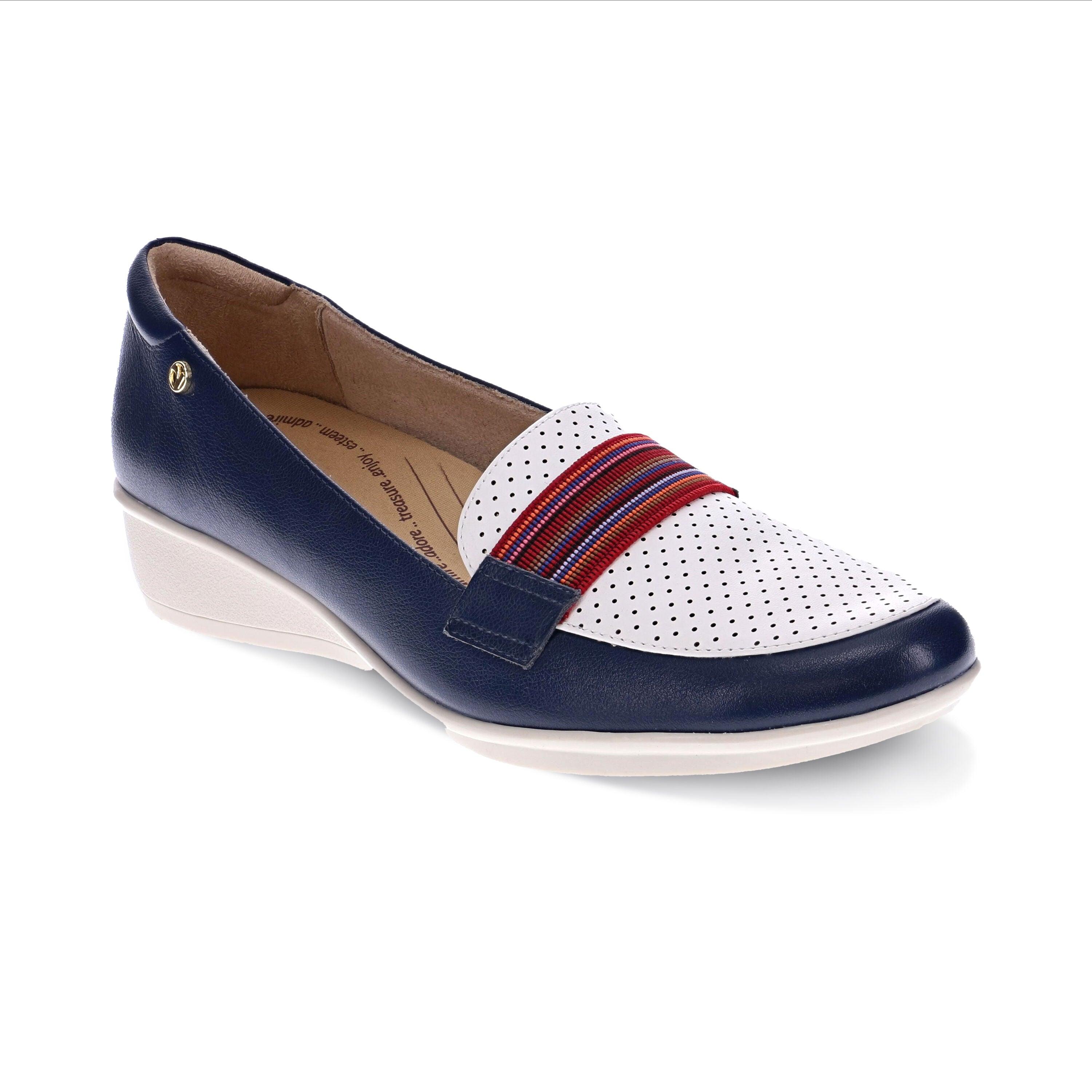 Navy shops wedge loafers